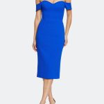 Dress the Population Bailey Off the Shoulder Body-Con Dress, Size Medium in Electric Blue