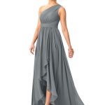 Dongprom One Shoulder High Low Chiffon Formal Evening Dress for Women